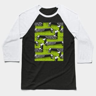Spooktacular long dachshunds skeleton // pattern // bahia green background skeleton dogs Baseball T-Shirt